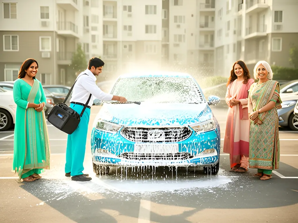 Doorstep waterless kit: car wash in India
