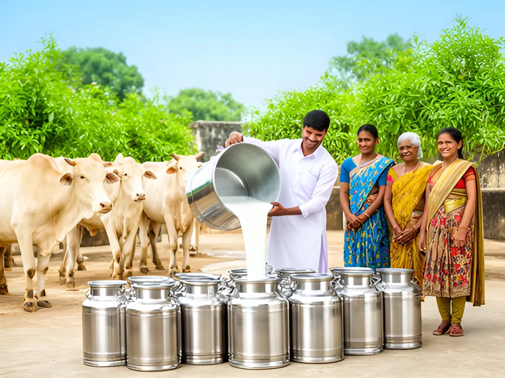 Cooperative pourer: dairy farm in India