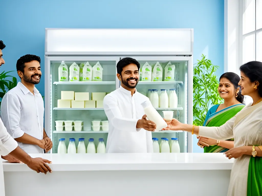 Milk parlour counter: dairy farm in India