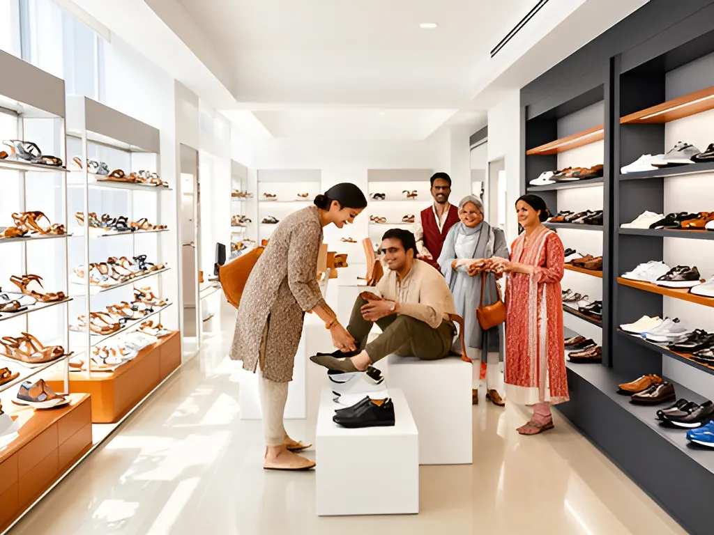 Brand franchise store (1,000–2,000 sq ft): footwear shop in India