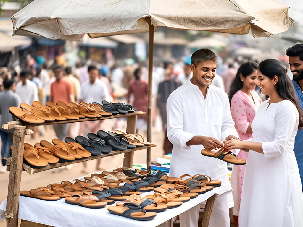 Footpath / weekly-haat chappal stall: footwear shop in India