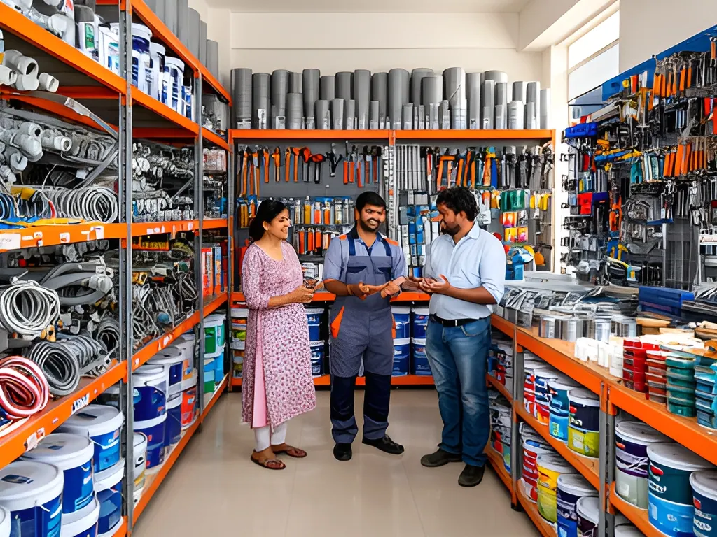 Hardware + sanitary + electrical + paint: hardware and paint shop in India