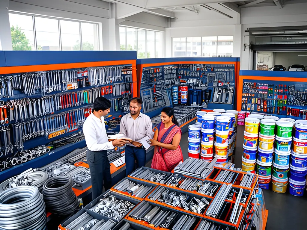 Large showroom + godown + vehicle: hardware and paint shop in India
