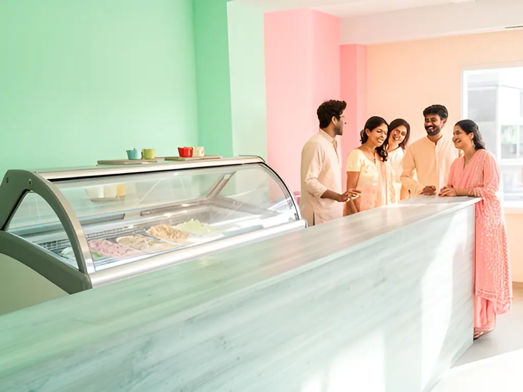 Brand dealer counter: ice cream parlour in India