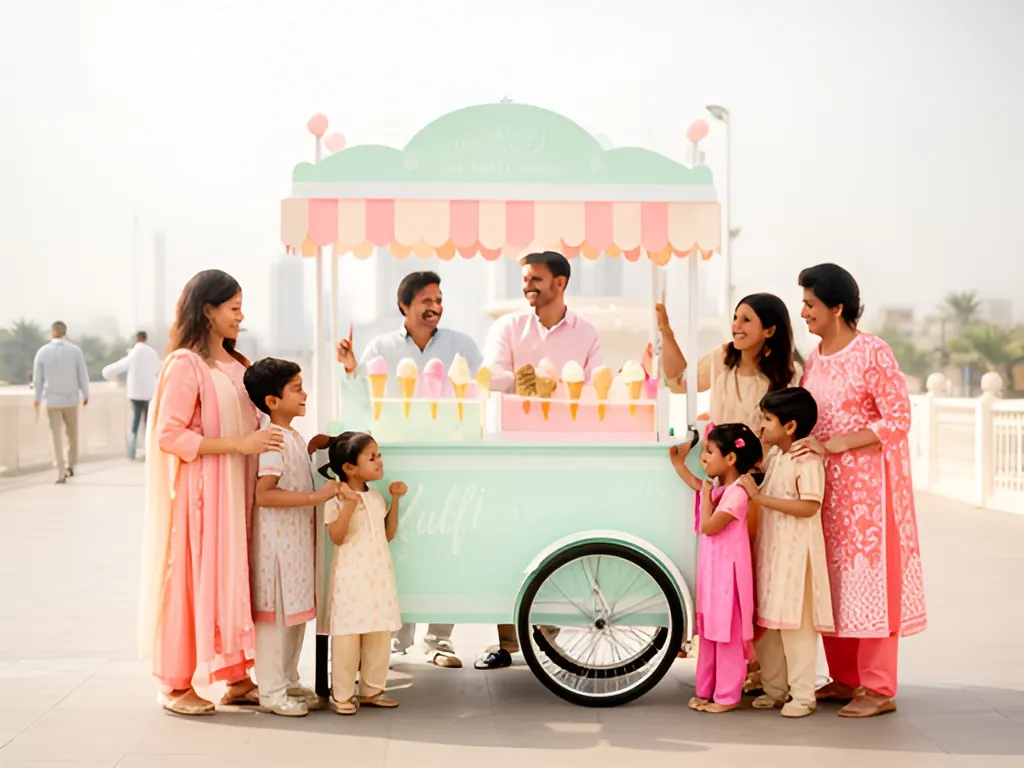 Kulfi / softy cart: ice cream parlour in India