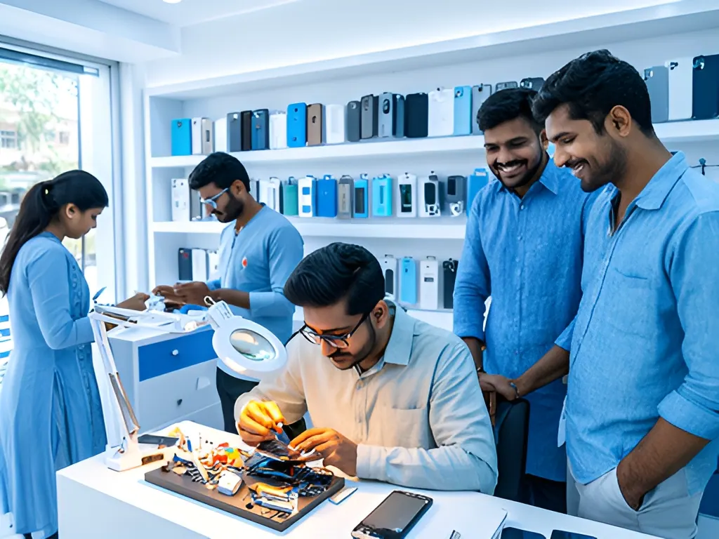 Market showroom: mobile repair shop in India