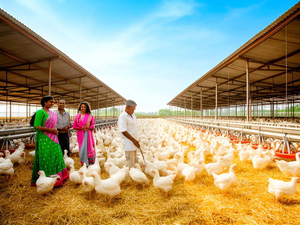 Two open sheds, 10,000 birds: poultry farm in India