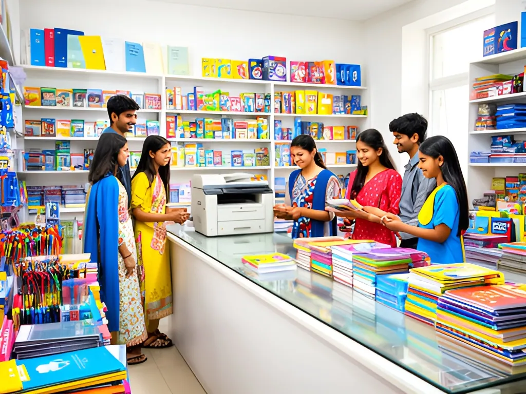 Counter + photocopier: stationery shop in India