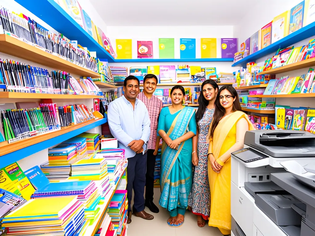 Small shop (200–300 sq ft): stationery shop in India