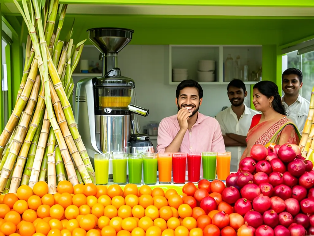 Fixed stall, electric crusher: sugarcane juice business in India