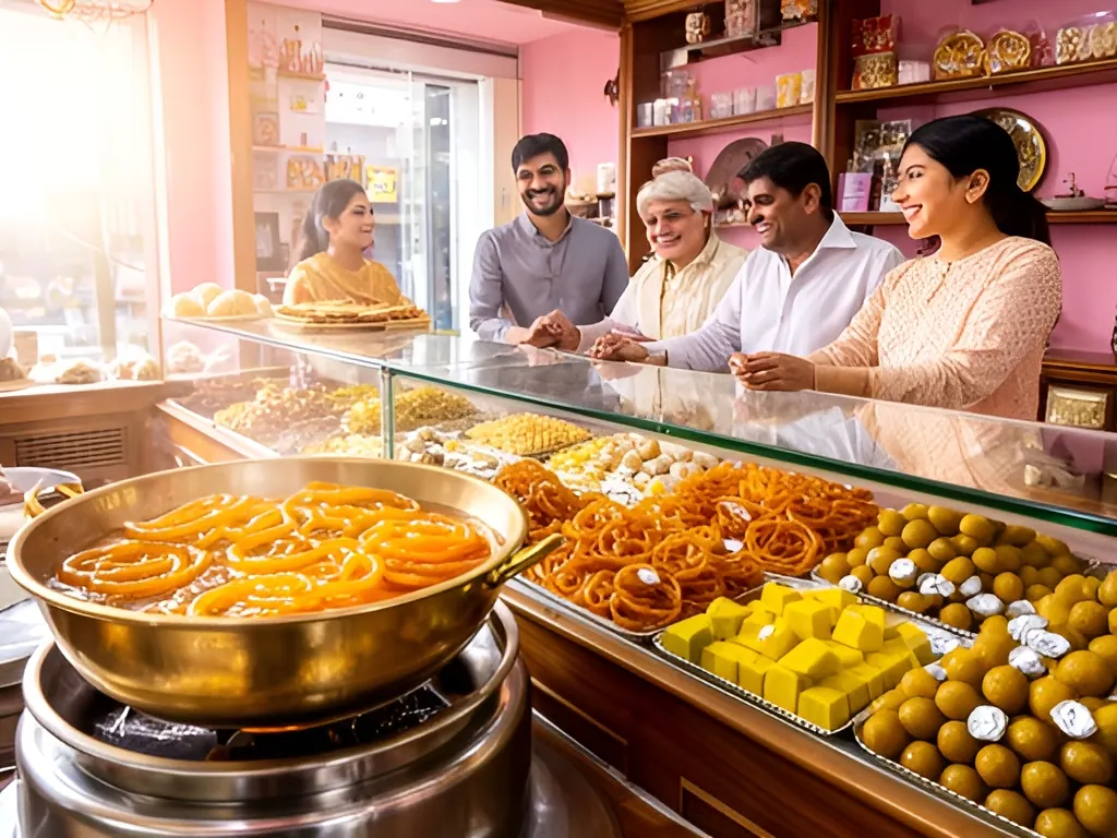 Small halwai shop: sweet shop in India