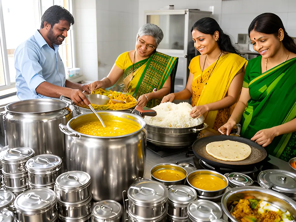 Commercial kitchen / mess: tiffin service in India