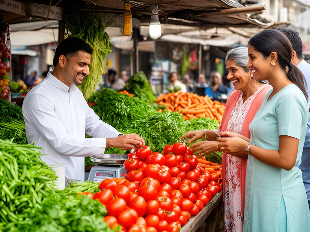 Footpath / haat stall: vegetable shop in India